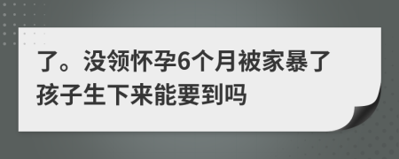 了。没领怀孕6个月被家暴了孩子生下来能要到吗