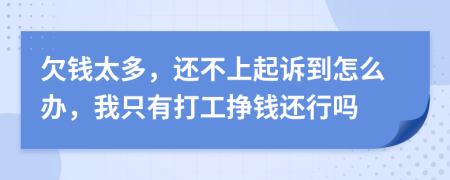 欠钱太多，还不上起诉到怎么办，我只有打工挣钱还行吗