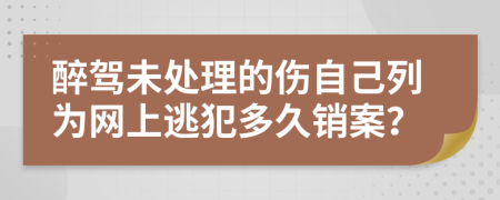 醉驾未处理的伤自己列为网上逃犯多久销案？