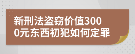 新刑法盗窃价值3000元东西初犯如何定罪