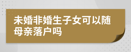 未婚非婚生子女可以随母亲落户吗