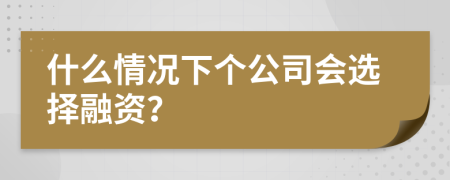 什么情况下个公司会选择融资？