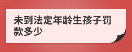 未到法定年龄生孩子罚款多少