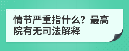 情节严重指什么？最高院有无司法解释