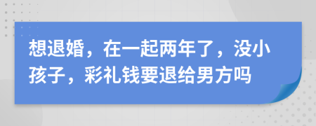 想退婚，在一起两年了，没小孩子，彩礼钱要退给男方吗