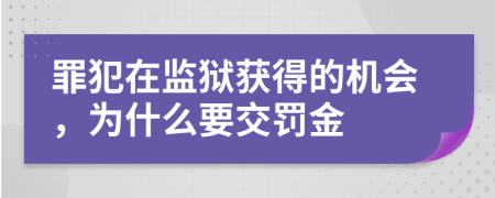 罪犯在监狱获得的机会，为什么要交罚金