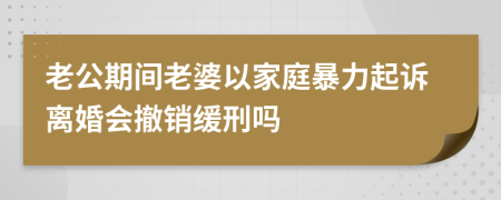 老公期间老婆以家庭暴力起诉离婚会撤销缓刑吗