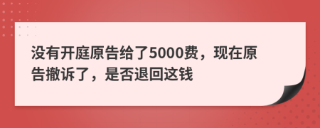 没有开庭原告给了5000费，现在原告撤诉了，是否退回这钱