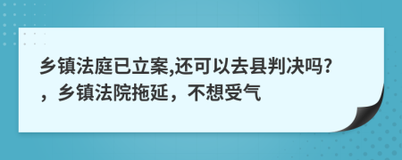 乡镇法庭已立案,还可以去县判决吗?，乡镇法院拖延，不想受气