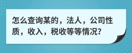 怎么查询某的，法人，公司性质，收入，税收等等情况？