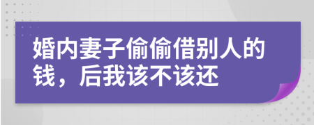 婚内妻子偷偷借别人的钱，后我该不该还