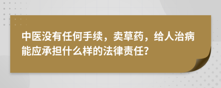 中医没有任何手续，卖草药，给人治病能应承担什么样的法律责任？
