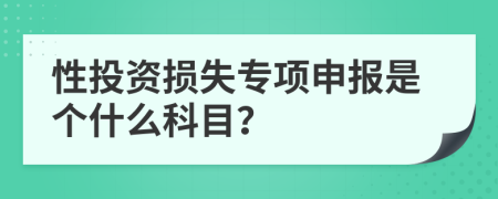 性投资损失专项申报是个什么科目？