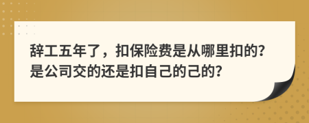 辞工五年了，扣保险费是从哪里扣的？是公司交的还是扣自己的己的？