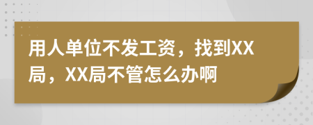 用人单位不发工资，找到XX局，XX局不管怎么办啊