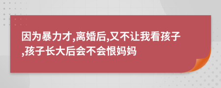 因为暴力才,离婚后,又不让我看孩子,孩子长大后会不会恨妈妈