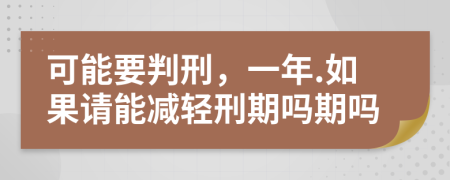 可能要判刑，一年.如果请能减轻刑期吗期吗