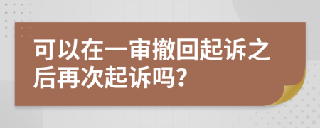 可以在一审撤回起诉之后再次起诉吗？