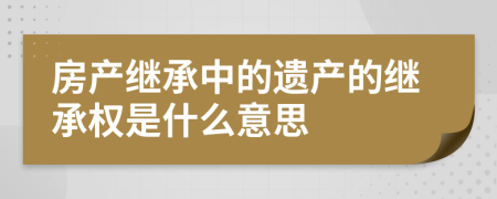 房产继承中的遗产的继承权是什么意思