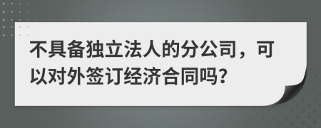 不具备独立法人的分公司，可以对外签订经济合同吗？