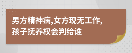 男方精神病,女方现无工作,孩子抚养权会判给谁