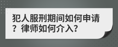 犯人服刑期间如何申请？律师如何介入？