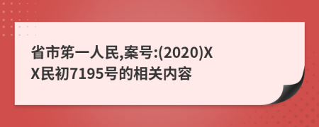 省市笫一人民,案号:(2020)XX民初7195号的相关内容