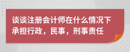 谈谈注册会计师在什么情况下承担行政，民事，刑事责任