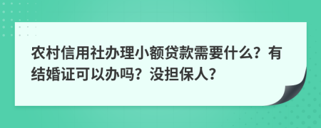 农村信用社办理小额贷款需要什么？有结婚证可以办吗？没担保人？