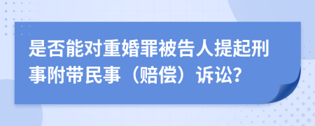 是否能对重婚罪被告人提起刑事附带民事（赔偿）诉讼？