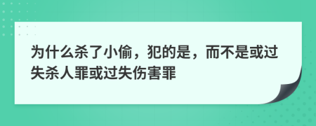 为什么杀了小偷，犯的是，而不是或过失杀人罪或过失伤害罪