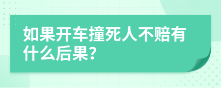 如果开车撞死人不赔有什么后果？