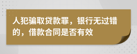 人犯骗取贷款罪，银行无过错的，借款合同是否有效