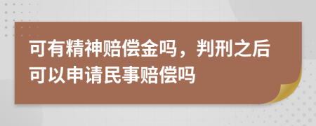 可有精神赔偿金吗，判刑之后可以申请民事赔偿吗