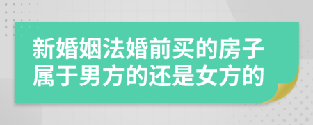 新婚姻法婚前买的房子属于男方的还是女方的