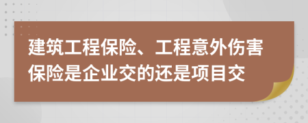 建筑工程保险、工程意外伤害保险是企业交的还是项目交