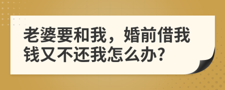 老婆要和我，婚前借我钱又不还我怎么办?