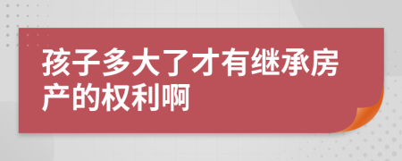 孩子多大了才有继承房产的权利啊