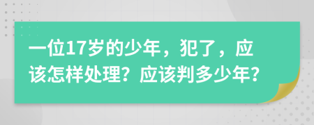 一位17岁的少年，犯了，应该怎样处理？应该判多少年？