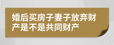 婚后买房子妻子放弃财产是不是共同财产