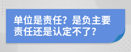 单位是责任？是负主要责任还是认定不了？