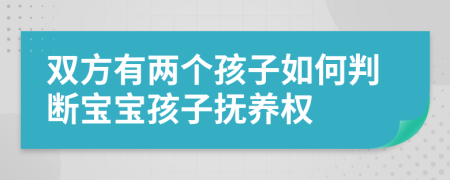 双方有两个孩子如何判断宝宝孩子抚养权