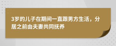 3岁的儿子在期间一直跟男方生活，分居之前由夫妻共同抚养