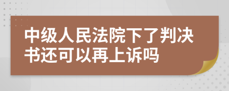 中级人民法院下了判决书还可以再上诉吗