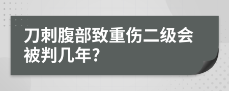 刀刺腹部致重伤二级会被判几年?