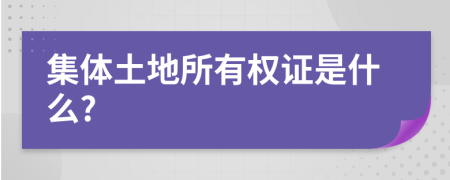 集体土地所有权证是什么?