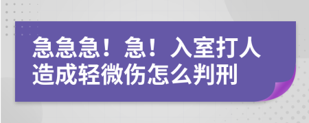 急急急！急！入室打人造成轻微伤怎么判刑