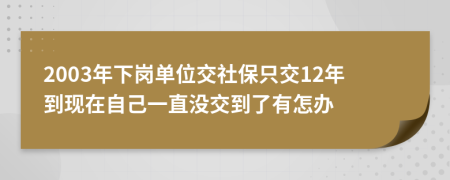 2003年下岗单位交社保只交12年到现在自己一直没交到了有怎办