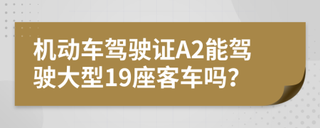 机动车驾驶证A2能驾驶大型19座客车吗？