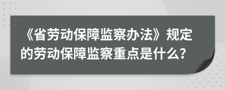 《省劳动保障监察办法》规定的劳动保障监察重点是什么？